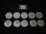 Lote de 10 moedas nacionais de 1 cruzado em aço, datadas de  86/87/88.