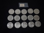 Lote de 15 moedas nacionais de 50 centavos em aço, datadas de 86/87/88.