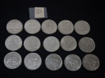 Lote de 15 moedas nacionais de 10 cruzeiros em aço, datadas de 81/82/84/85.
