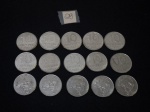 Lote de 15 moedas nacionais de 10 cruzeiros em aço, datadas de 81/82/84/85.