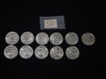 Lote de 11 moedas nacionais de 5 centavo  "Pescador" em aço, datadas de 1989.