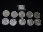 Lote de 10 moedas nacionais de 500 cruzeiros em aço, datadas de 85/86.