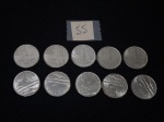Lote de 10 moedas nacionais de 1 cruzeiro em aço, datadas de 79/80/81.