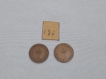 Reino Unido - 2 moedas de 1/2 New Penny, datadas de 1971 e 1973, em bronze. Para coleção.
