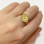 Delicado anel em Ouro amarelo 18kt com pedrinhas coloridas, SABER AMAR,medida:16 - Peso:4,30Gr