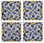 MARANHÃO - Jogo de quatro azulejos de estilo ludovicenses, fartamente adornados em rica policromia. Mede 16cm x 16cm cada.