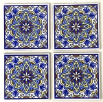 MARANHÃO - Jogo de quatro azulejos de estilo ludovicenses, fartamente adornados em rica policromia. Mede 16cm x 16cm cada.