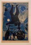 ALEXANDRE RAPOPORT - Obra em serigrafia representando figura de ciclista, assinada no canto inferior direito, datada 1977, protegida por paspatur e moldura de madeira. Medida da obra 60 x 40cm. Medida total 57 x 72cm.