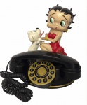 BETTY BOOP - Raro e antigo telefone Betty Boop com manufatura de marca registrada, funcionamento desconhecido. Com entradas Tel e PC. Sinais do tempo. Item de colecionador. Mede 21cm de altura e 18cm de diâmetro.