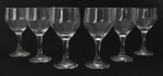 Jogo de seis taças para vinho em demi-cristal transparente. Mede 14cm de altura.