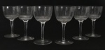 EUROPA 1900 - Jogo de seis taças para vinho do Porto em cristal europeu translúcido lapidado. meados 1900. Mede 11cm de altura.
