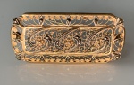 Broche Vintage em ouro e prata - Vermeil esmaltado com marcassitas - Antigo, magnífico trabalho de joalheria Filigranada - Medidas comprimento 5 cm x largura 2,5 cm