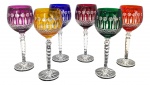 Conjunto de 6 taças Cristal coloridas Europeias - medidas 22 cm de altura x 8 cm diâmetro