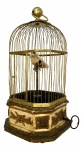 Caixa de Música Sec.XIX Francesa Gaiola com Pássaro em Bronze e Madeira em Bom Estado Maquinário funcionando - Medidas 52 cm de altura x 26 cm de largura x 26 cm de profundidade