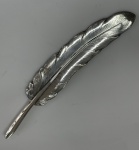 Pena em prata de Lei 925 Camusso Peru Repuxada Cinzelada (Acomoda bomba e ponta caneta bic) - medidas 23 cm x 4 cm