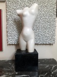 Bruno Giorgi - Escultura em Marmore Branco - Torso Med;65x17cm  (Acompanha Certificado)