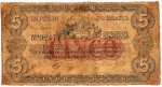 CR030BML1 - Cédula Brasil - IMPERIO - 5 Mil Reis - 1866 - Brasil - R030 - Bonita peça - Preço Catalo