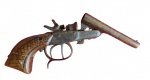 Antiga garrucha cano duplo medindo 22 cm , arma desativada, não dispara, para fins decorativos.vendida no estado.