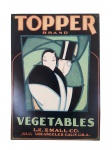 Placa em metal Vintage Topper Brand Vegetables. Med.: 29 x 41 cm 