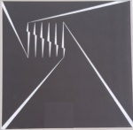 Lothar Charoux, Abstrato, gravura, 18/50, 39x39cm, com moldura