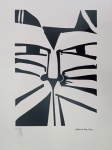 Aldemir Martins, Retrato de gato preto, gravura 89/100, 50x35cm, Edição Póstuma, sem moldura