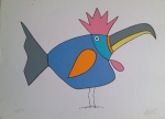 Lucas Pennacchi, Pássaro Azul, gravura 86/130, 21x30cm, sem moldura, necessita de limpeza
