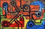Roberto Burle Marx, Abstrato - panneaux/pintura sobre tecido - 100 x 150 cm