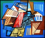 Roberto Burle Marx, Abstrato - panneaux / pintura sobre tecido - datado 1985 - med. 108 x 129 cm -