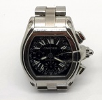 Relógio Cartier Raditer Chronograph, caixa e pulseira de aço, ref. 2618, automático, visor de safira