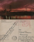 Cartão Postal Florianopolis, SC -  Ponte Hercílio Luz, Editora Mercator ref. 04, usado, circulado  12/08/1971
