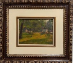 ELISEU VISCONTI, "Jardim de Luxemburgo", óleo sobre madeira, medindo 23 X 31 cm, assinado ca