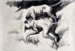 Lydio Bandeira de Mello (1928-2023). DOIS CÃES. 1989. Crayon sobre papel. 70 x 100 cm. Assinado e datado no cid. Não possui moldura.