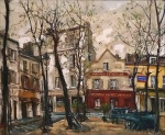 Bailly (França, século XX). PLACE DU TERTRE. Óleo sobre tela. 46,5 x 55,5 cm (mi) ; 64 x 74 cm  (me). Assinado no cie. Localizado no cid. Ricamente emoldurado em pinho de riga. Em ótimo estado de conservação. Leia mais: situada no bairro parisiense de Montmartre, a Place du Tertre é famosa por reunir diversos restaurantes e cafés com mesa na calçada, além de abrigar uma feira permanente de um sem-número de artistas, que produzem e expõem suas obras ao ar livre.