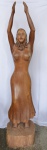 Von Stein, grande escultura em madeira representando figura feminina -med. 185cm