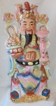 CHINA - Escultura do Deus da riqueza e fortuna em porcelana esmaltada, rica em detalhes. Dimensões: