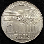5000 Réis 1937 - PRATA - Flor de cunho - Lindíssima - Ano mais escasso da série