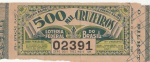Colecionismo: Bilhete de Loteria Federal do Brasil - premio maior 500 mil cruzeiros. Extração Agosto de 1943. vide foto