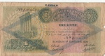 Numismática: Antiga Cédula do Líbano, valor de 1 Livre. 1939. Muito bem conservada.