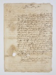 BRASIL COLÔNIA  CAPITÃO MÓR PEDRO TAQUES DE ALMEIDA (1640-1724 CAVALEIRO FIDALGO DA CASA REAL, CAPITÃO-MOR GOVERNADOR, FILHO DE LOURENÇO CASTANHO TAQUES, O VELHO E DE MARIA DE LARA. CASADO COM ANGELA SIQUEIRA  MORADOR DA VILA DE SÃO PAULO. PETIÇÃO DE 16/03/1703 EM QUE O CAPITÃO SOLICITA AO CARDEAL ARCEBISPO DO RIO DE JANEIRO  D. FRANCISCO DE SÃO JERÔNIMO DE ANDRADE (1638-1721) POR MOTIVO DE DISCÓRDIA  COM O VIGÁRIO E SACERDOTE DA VILA  BENTO CURVELO MACIEL, DISPENSA DA QUARESMA E LICENÇA DE FAZER BATIZAR E CASAR OS DE SUA FAMÍLIA COM OUTRO SACERDOTE QUE NÃO O VIGÃRIO MACIEL. O CARDEAL ARCEBISPO CONCEDEU DESPACHO FAVORÁVEL AO CAPITÃO MÓR PEDRO TAQUES.  OS ANAIS DE CORRESPONDÊNCIA OFICIAL INDICAM QUE A QUESTÃO ENTRE O VIGÁRIO E O CAPITÃO-MÓR NÃO SE LIMITOU A SIMPLES ESFREGA PAROQUIAL POUCOS ANOS DEPOIS DA  CARTA ENDEREÇADA AO CARDEAL ARCEBISPO A OFERNSIVA DE PEDRO TAQUES CONTRA O VIGÃRIO BENTO CURVELO MACIEL. SE DEU POR UMA  CORRESPONDENCIA ENVIADA AO CONSELHO ULTRAMARINO EM LISBOA EM 15 DE JULHO DE 1706 ACUSANDO O VIGÁRIO DE CONTENDER COM OS MISSIONÁRIOS QUE RESIDIAM NAS ALDEIAS DO TERMO DAQUELA VILLA.. BRASIL, SEC. XVIII, 31 CM DE ALTURA. NOTA: Sobre o VIGÁRIO BENTO CURVELO MACIEL outra ruidosa notícia levantamos: Aos seis dias do mês de fevereiro de 1708, o licenciado Francisco da Costa Maciel entrou com uma petição junto à Câmara Eclesiástica do bispado do Rio de Janeiro, solicitando que se lhe fizessem as investigações quanto às suas origens com o objetivo de receber todas as ordens sacras. O mesmo apresentou um breve apostólico que lhe dispensava para os defeitos da ilegitimidade e da cor.  O habilitando declarou ser filho natural do licenciado Bento Curvelo Maciel, sacerdote e vigário colado da matriz da vila de São Paulo que o tivera no estado secular com uma preta chamada Madalena da Conceição, que fora escrava e encontrava-se liberta. Pelo lado paterno Francisco era neto do capitão Antônio Curvelo Escudeiro e de dona Joana do Souto, pelo lado materno os avós foram identificados como pretos de Angola.