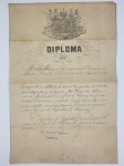 DIPLOMA DA MEDALHA GERAL DA CAMPANHA DO PARAGUAY DECRETO N. 4560 DE 6 DE AGOSTO DE 1870 OUTORGADO  AO SOLDADO JOSÉ LUIZ DA SILVA DA TERCEIRA COMPANHIA DO 1. BATALHÃO DE INFANTARIA DO EXERCITO. DATADO DE 6 DE MAIO DE 1872. BELISSIMO DOCUMENTO COM BRASÃO IMPERIAL ADORNADO POR BAIONETAS, CANHOES, ESPADAS, BANDEIRAS E FESTÕES. BRASIL, SEC. XIX. 35 CM DE ALTURANOTA: "Diferentemente do que se acreditava até meados da década de 1990, a Guerra do Paraguai não foi resultado do imperialismo inglês. Essa interpretação do conflito foi superada por novos estudos realizados na área que levaram os historiadores a um novo entendimento. O conflito hoje é entendido como fruto da disputa de interesses entre as nações platinas naquele período do século XIX.O Paraguai, antes visto como nação possuidora de um modelo de desenvolvimento econômico e industrial único, passou a ser enxergado, com os novos estudos, como uma nação agrária que havia passado por uma modernização exclusivamente no exército e que era sim dependente do capital e de técnicos ingleses. Além disso, era governado de maneira ditatorial por Francisco Solano López, que utilizava sua função para enriquecer sua família ilicitamente.As razões para o conflito desencadearam-se a partir de 1862, quando Francisco Solano López assumiu como presidente paraguaio. O presidente e ditador paraguaio colocou em prática uma política de aproximação com os federalistas de Urquiza  adversários do governo de Buenos Aires  e com os blancos uruguaios  adversários dos governos argentino e brasileiro.A aproximação com os blancos era importante para o Paraguai porque garantiria uma saída para o mar. No entanto, internamente, o Uruguai vivia um período de grande turbulência política por causa da disputa pelo poder travada entre blancos e colorados. Os colorados, liderados por Venancio Flores, lutavam contra o presidente do país, o blanco Bernardo Berro.Essa disputa política repercutiu no Brasil quando o governo brasileiro passou a ser pressionado pelos estancieiros gaúchos para que seus interesses no Uruguai fossem defendidos. O governo brasileiro deu seu apoio aos colorados e demonstrou interesse em intervir militarmente no Uruguai.O interesse brasileiro não agradou ao presidente do Paraguai, que havia sido convencido por seus aliados  os blancos  de que a ingerência brasileira fazia parte de um projeto de anexação do território uruguaio e, em um futuro próximo, do Paraguai. O Brasil, porém, interferiu no Uruguai apenas para garantir seus interesses econômicos e não possuía interesses expansionistas.A ação brasileira gerou uma resposta do governo paraguaio, que lançou em agosto de 1864 um ultimato para que o Brasil não interviesse no conflito uruguaio. O ultimato paraguaio foi ignorado pelo governo brasileiro, que invadiu o Uruguai em setembro de 1864 e colocou os colorados no poder.Em represália à interferência brasileira, Francisco Solano López autorizou o ataque ao Brasil e, em dezembro do mesmo ano, uma embarcação brasileira que navegava o Rio Paraguai foi aprisionada. Em seguida, a província do Mato Grosso foi invadida por tropas paraguaias. A guerra teve início." "Após o início da Guerra do Paraguai, o conflito pode ser dividido em dois momentos distintos, sendo um deles caracterizado pelo predomínio das ações ofensivas por parte do Paraguai. Esse período, no entanto, teve breve duração e foi logo substituído pelo predomínio das ações ofensivas por parte dos membros da Tríplice Aliança (Brasil, Uruguai e Argentina).Após a invasão do Mato Grosso, o exército paraguaio coordenou ofensivas militares que ocasionaram a invasão do Rio Grande do Sul e da província argentina de Corrientes. A invasão da província de Corrientes foi responsável pela entrada da Argentina na guerra. A entrada dos argentinos possibilitou a formação da Tríplice Aliança, formalizada em 1º de maio de 1865 e composta por Brasil, Argentina e Uruguai.A invasão do Rio Grande do Sul e a de Corrientes foram grandes fracassos do exército paraguaio, que foi obrigado a recuar de volta para seu território e posicionar-se defensivamente. Isso deu início à segunda fase do conflito, na qual os países da Tríplice Aliança tomaram conta das grandes ações ofensivas.Nesse período, destacou-se a Batalha Naval de Riachuelo (junho de 1865), na qual a Marinha brasileira alcançou uma vitória importantíssima. Nessa batalha, a Marinha paraguaia foi quase inteiramente derrotada e foi imposto um bloqueio naval ao Paraguai, que ficou impedido de receber provisões durante o restante da guerra.Outro destaque pode ser feito para a Batalha de Curupaiti, caracterizada por uma grande derrota dos exércitos da Tríplice Aliança. Estima-se que de 4 a 9 mil soldados (entre brasileiros, argentinos e uruguaios) tenham morrido nessa batalha.Uma vitória fundamental dos exércitos da Tríplice Aliança aconteceu durante a conquista da Fortaleza de Humaitá, em 1868. A Fortaleza de Humaitá era um ponto estratégico da defesa paraguaia, e sua conquista abriu margem para novas conquistas. O enfraquecimento das defesas paraguaias após perderem Humaitá permitiu ao Brasil e aos seus aliados conquistarem Assunção, capital paraguaia, em 1869.As batalhas de destaque após a conquista de Assunção foram, primeiramente, a Batalha de Acosta Ñu, famosa pelo fato de o exército paraguaio que lutou nela ter sido composto por adolescentes com menos de 15 anos. A derrota final do Paraguai aconteceu na Batalha de Cerro Corá, em março de 1870, quando Francisco Solano López foi morto por soldados brasileiros."