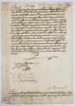 DOM PEDRO II (1648-1706) REGENTE EM LUGAR DE SEU IRMÃO  DOM AFONSO VI (1643-1683). CARTA DO REGENTE PRÍNCIPE PEDRO (FUTURO DOM PEDRO II DE PORTUGAL) DATADA DE 5 DE NOVEMBRO DE 1670 E DIRIGIDA AO REITOR DA UNIVERSIDADE DE COIMBRA D. ANDRÉ FURTADO DE MENDONÇA (1600-1676), BISPO DE MIRANDA,  COMUNICANDO A NOMEAÇÃO PARA LENTE DA INSTITUIÇÃO DO FREI THEODORO DO AMARAL. EXCERTOS DO TEXTO: DOM PEDRO PRÍNCIPE COM REGENTE GOVERNADOR DO REINO DE PORTUGAL E ALGARVES E COMO PROTETOR DA UNIVERSIDADE DE COIMBRA FAÇO SABER AO DOUTOR ANDRÉ FURTADO DE MENDONÇA, DO MEU CONSELHO, REITOR DA MESMA UNIVERSIDADE, QUE MANDO VISTO SUA CONSULTA QUE PRECEDENDO INFORMAÇÃO E PARECER NOSSO, SOMOS PELO NOSSO TRIBUNAL DA MESA DE CONSCIENCIA SOBRE O PROVIMENTO DA CADEIRA QUE NO MOMENTO ESTÁ VAGA E TENDO RESPEITO AS LETRAS BOAS E PROVIMENTO QUE CONCORRE NA PESSOA DO MESTRE THEODORO DO AMARA, RELIGIOSO DA CONGREGAÇÃO DE SÃO BERNANDO E POR TAMBÉM CONFIAR NELE QUE A TUDO QUE LHE ENCARREGAR DARA DEVIDA ADMINISTRAÇÃO, HEY POR BEM E ME COMPRAS LHE FAZER MESTRE DA DITA CADEIRA DE GABRIEL. ASSINA PRINCIPE A UNIVERSIDADE DE COIMBRA, UMA DAS MAIS ANTIGAS DO MUNDO E TINHA ADMINISTRAÇÃO DIRETAMENTE LIGADA AO REI. DOM ANDRE FURTADO DE MENDONÇA A QUEM A CARTA DE NOMEAÇÃO FOI DIRIGIDA ERA , MESTRE EM ARTES E DR. TEÓLOGO, NATURAL DE LISBOA, FILHO DE JOÃO FURTADO DE MENDONÇA, COMENDADOR DE BORBA GOVERNADOR DO ALGARVE E DE ANGOLA, PRESIDENTE DA CÂMERA DE LISBOA E DO CONSELHO DAS ÍNDIAS E CONSELHEIRO DE ESTADO, E DE D. MAGDALENA DE TÁVORA, D PRIOR DE GUIMARÃES E DEPUTADO DA JUNTA DOS TRÊS ESTADOS E TINHA SIDO DEÃO DE LISBOA SENDO UM DOS TRÊS NOMEADOS PELA UNIVERSIDADE FOI PROVIDO NO LUGAR DE REITOR POR ELREI D AFONSO O VI DE QUE SE LHE PASSOU PROVISÃO EM 19 DE JULHO DE 1667 E TOMOU POSSE E JURAMENTO EM 6 DE OUTUBRO DO MESMO ANO. EL-REI D. PEDRO NOMEOU O REITOR PARA BISPO DE MIRANDA E DA PRIMEIRA VEZ QUE SE ACHA COM O TÍTULO DE BISPO ELEITO É EM 6 DE MAIO DE 1662, E GOVERNOU AINDA ATÉ 24 DE FEVEREIRO DE 1663, FALECEU EM MIRANDA, A 21 DE JULHO DE 1676, E ESTÁ SEPULTADO NA SÉ. NESSA ÉPOCA PORTUGAL PASSAVA POR UM PERÍODO QUE A HISTÓRIA CARACTERIZOU COMO UM GOLPE DE ESTADO DADO PELO PRÍNCIPE PEDRO CONTRA SEU IRMÃO O REI DE DIREITO DOM AFONSO VI. PORTUGAL, 1670, 31 CM DE ALTURANOTA: Afonso VI (Lisboa, 21 de agosto de 1643  Sintra, 12 de setembro de 1683), apelidado de "o Vitorioso", foi o Rei de Portugal e Algarves de 1656 até à sua morte, o segundo monarca português da Casa de Bragança. Era filho do rei João IV e a sua esposa Luísa de Gusmão, com sua mãe servindo como regente desde sua ascensão até 1662, quando foi removida por Afonso e seu favorito Luís de Vasconcelos e Sousa, 3.º Conde de Castelo Melhor. O seu reinado viu o final da Guerra da Restauração e o reconhecimento pela Espanha da independência de Portugal. Afonso também negociou alianças com a França através de seu casamento com Maria Francisca de Saboia. No entanto, era física e mentalmente fraco, o que fez com que seu irmão mais novo Pedro, Duque de Beja, conspirasse em 1668 para o declarar incapaz. Pedro tornou-se regente do reino, anulou o casamento de Afonso e casou-se com a princesa Maria Francisca de Saboia, Rainha de Portugal. Afonso passou o resto de seu reinado praticamente como prisioneiro. Nascido apenas como infante de Portugal, Afonso não estava destinado a reinar nem foi preparado para tal, em virtude de o herdeiro da coroa ser o seu irmão mais velho, o príncipe Teodósio de Bragança. A sua formação foi pouco cuidada, à semelhança dos restantes irmãos. Ao contrário dos seus irmãos, Afonso passou a sua infância e juventude em Lisboa, num ambiente tenso e mergulhado em preocupações políticas, governativas, militares, entre outras. Com 3 ou 4 anos de idade, foi atingido por uma febre maligna, que lhe afetou o lado direito do corpo, e que se repercutirá na sua vida em variados aspectos, desde políticos a familiares e sexuais. Uma doença do sistema nervoso central, pensa-se hoje, talvez uma meningoencefalite, uma doença de foro nervoso, como propõe Montalvão Machado A morte do irmão mais velho, Teodósio, sucede a 13 de maio de 1653 e, a 17 de novembro do mesmo ano, morre Joanam passando Afonso a ser o novo herdeiro do trono de Portugal. Poucos anos antes de falecer, D. João IV de Portugal dispensa em benefício do infante Pedro, que mais tarde se tornaria rei de Portugal, um vasto património de senhorios, grande parte deles expropriados a nobres contrários à Restauração, e que haviam partido para Espanha. Estes senhorios estendiam-se por todo o território português, do norte ao sul do Alentejo, e estão na origem da Casa. Garantia-se assim, não só o mantimento dos filhos segundos da coroa, nas palavras de Veríssimo Serrão, mas também o suporte da descendência, de forma a perpetuar o Sangue Real Português o mais que se pudesse. Porém, alguns historiadores interpretam esta medida de forma diferente: com a debilidade da Monarquia Portuguesa, que nem sequer era reconhecida internacionalmente, e a insegurança que representava da incapacidade do herdeiro, inclusive a gerar descendentes, esta medida conseguia colocar nas mãos da Família Real um vasto património, que garantiria a sua importância senhorial.A Casa do Infantado e a Casa do Cadaval, com quem a Monarquia mais tarde contraiu alianças, formavam com a família real a trindade da Nobiliarquia Portuguesa e, embora tivessem todas elas ligações à Coroa, as suas possessões estavam segregadas do património do Estado.Volvidos três anos, morre D. João IV, deixando como sucessor Afonso, cuja idade ainda não lhe permitia governar e com capacidade mental duvidosa para assumir a função. Foi aclamado e jurado rei a 15 de novembro de 1656. O boato de que sofria de alguma doença mental levou a que se levantasse a questão do adiamento da cerimónia. No entanto, a data manteve-se por entendimento da rainha. O discurso de praxe coube ao doutor António de Sousa Macedo, jurisconsulto e diplomata, o qual destacou não a figura de Afonso mas a de seu pai, a quem definiu como hum sugeito quasi divino. Não deixou de invocar os feitos dos reis anteriores, provavelmente com o propósito de despertar o brio do jovem monarca, cuja nação se preparava para o recomeço da ofensiva espanhola, que já se fazia anunciar, e ao qual incumbia o dever de juntar todas as forças para, ao fim de dezasseis anos de guerra, não comprometer a independência face ao país vizinho e todo o processo de restauração. Este era o dia em que se iniciava também a regência da sua mãe, Luísa de Gusmão. A regência de Luísa centrou-se, inicialmente, na organização do governo de modo a impor-se às facções palacianas em jogo. Nomeia então, Francisco de Faro, Conde de Odemira, para aio de Afonso e mantém os oficiais da Casa Real que exerciam tais funções no tempo do seu marido. Francisco, filho do segundo Conde de Faro, Estêvão de Faro, e de Guiomar de Castro, filha do quarto Barão do Alvito, João Lobo da Silveira, e neta, por parte da mãe, do segundo Senhor de Lavre e Estepa, João Mascarenhas. Através dos matrimónios das suas filhas, Maria e Guiomar, traçou relações com o sétimo Conde da Feira e com o primeiro Duque de Cadaval, o célebre Nuno Álvares Pereira de Melo, e com o terceiro conde de Vila Nova de Portimão, respectivamente. Francisco, como se constata, pertencia a uma das famílias mais poderosas e de maior tradição em Portugal, e com ligações de parentesco diretas com outras casas de suma importância, como é o caso da Casa de Cadaval. A Pedro Vieira da Silva e Gaspar Faria Severim, comendador de Moura, coube o Conselho de Estado. Porém a rivalidade entre Francisco e o Conde de Cantanhede dificulta a regência da mãe de Afonso. Esta vê-se obrigada a nomear a Junta Noturna, assim conhecida por ter reuniões à noite. Para além dos dois nobres em disputa, constavam nela outros oficiais de confiança, como o marquês de Nisa, Pedro Fernandes Monteiro, o conde de São Lourenço e frei Domingos do Rosário, diplomata experiente. Esta Junta teve bastante utilidade e agilidade aos comandos dos negócios públicos. Com 13 anos, narra Veríssimo Serrão, divertia-se observando de uma janela do paço real rapazes de baixa condição nas suas brincadeiras, que incluíam lutas e outras arruaças. O rei não se coibia de aplaudir tais lutas, incitando o grupo seu favorito. Nas arcadas do pátio para onde dava a dita janela, reuniam-se mercadores e outros negociantes. Entre eles estava António Conti, "que tinha tenda de fitas, meias e mais adornos femininos". Este astuto genovês soube insinuar-se nas boas graças do monarca, aplaudindo os seus protegidos e ofertando-lhe bugigangas condizentes com o seu pouco apurado gosto, sempre que o rei descia ao pátio para conversar com ele.7 Conti tratou de lhe apresentar o seu irmão e também outros rapazes, incluindo negros, lacaios, mouros e outros do que era tido então como de ínfima estirpe. Divertiam-se todos em combates de lebreus, primeiro no paço, depois no próprio terreiro, em público. Aquele bando ignóbil não abandonava nunca o rei; percorriam todos a cidade, de noite, apedrejando janelas, arremetendo contra os transeuntes. A incapacidade física de D. Afonso tornava ainda estes espectáculos mais repugnantes. Atirando-se por bazófia a empresas atrevidas, sempre se saía mal, obrigando-se a fazer-se reconhecer, para não ser maltratado pelas pessoas que provocava. Por vezes enchia o paço de mulheres perdidas, também por bazófia, porque não era menos incapaz para as lutas amorosas que para as lutas guerreiras.  Tomando posse da sua casa, a 7 de abril de 1660, deliberadamente, consegue Afonso um alojamento no paço para António Conti, um quarto com porta para a câmara do rei, atitude que provocou escândalo na corte. Atribui-lhe igualmente o foro de moço do guarda-roupa do rei. Assim, tinha o privilégio de assistir ao vestir e despir da real pessoa, que o designou também moço das chaves. António consegue ainda do rei que este o tornasse fidalgo, lhe concedesse uma comenda e ainda o hábito da Ordem de Cristo. O monarca dispensa-lhe ainda uma capela cujo rendimento se acercava dos 1 000 Cruzados. Nestas saídas noturnas, de acordo com as descrições do Conde da Ericeira, que documentou grande parte da Restauração, o rei não se poupava a esforços para conquistar a afeição tanto das mulheres mais expostas, quanto das mais recatadas, crescendo de sorte, que, passando do rebuço da noite à manifesta claridade do dia, não perdoava nem ao sagrado das igrejas De fato, Ana de Moura e Feliciana de Milão, duas freiras do convento de Odivelas (já frequentado pelos monarcas desde D. Dinis e onde floresciam casos amorosos), disputavam do favor régio. Provavelmente para impressionar alguma das duas senhoras, Afonso quis tourear no pátio daquele convento, acabando por cair e magoar-se. Segundo a tradição, foi sangrado e Ana de Moura sangrou-se também, não tanto pela necessidade, mas para fazer fineza a Sua Majestade. A regente, de início, tentou apaziguar estas atitudes e impedir que o rei mantivesse contacto com estes rapazes, aconselhando-o. Porém, Afonso não a escutava, nem tão pouco aos conselheiros, entre os quais o conde de Odemira, Francisco. As brincadeiras de mau gosto continuavam, eram motivo de preocupação na corte e no reino e Luísa teve que tomar uma medida drástica. É implementada a pena de açoites e degredo a quem, com mais de quinze anos, jogasse pedradas. António Conti é afastado da corte. Francisco de Faro aproveita o mote e expulsa o grupo do paço, que ali entrava a seu bel-prazer. Quem não gostou foi, obviamente, Afonso, que, ao ver-se impedido de contactar com os seus amigos, volta a sua ira contra a mãe e contra os membros do conselho de estado, incluindo Francisco. Surgem então na vida do jovem rei dois jovens cortesãos que lhe restituem as amizades perdidas, Jerónimo de Ataíde, filho de Filipa de Vilhena, e Luís de Vasconcelos e Sousa, conde de Castelo Melhor. Como diz Veríssimo Serrão, não se aproximaram de D. Afonso porque lhes conviesse a vida escandalosa deste mas porque sentiam que o favor régio estava a seu alcance logo que ele tomasse o poder.. Mereceu Afonso o epíteto de O Vitorioso, por no seu reinado Portugal ter vencido a Espanha em várias batalhas da Guerra da Restauração. Em dez anos, mais ou menos o tempo em que combateu o país vizinho, diz António Pereira de Figueiredo, que alcançou tão grande nomeada, que ninguém se pode comparar com ele no número de vitórias e na glória que delas resultou. Foram cinco as vezes em que os portugueses combateram os castelhanos durante o seu reinado, por ocasião da Guerra da Restauração, sempre em menor número que os adversários. Logo no início do ano de 1657, a regente é informada pelo Conde de Soure que os espanhóis reuniam tropas para  invadir Portugal na primavera. Pouco tempo depois André de Albuquerque, general português, precisa o local de ajuntamento das tropas: Badajoz. Constava ainda que o próprio monarca vizinho viria dirigir um poderoso exército a Mérida. Substituído o conde de Soure no comando das operações militares nacionais no Alentejo, é o conde de São Lourenço que se encarrega de tal tarefa. Providencia a nomeação de capitães nas praças de Castelo de Vide, Marvão e Vila Viçosa e chama reforços de Trás-os-Montes, das Beiras e do Algarve. A zona do Guadiana é, em princípios do mês de Abril, dominada pelos espanhóis. Não resistiram as praças de Olivença e Mourão. Já em 1658, sabe-se então da pretensão das tropas de Filipe em ocupar Vila Viçosa. Eis que surge um dos grandes generais da Restauração, Sancho Manoel, governador da Praça de Elvas. Luis de Haro e as suas tropas, de cerca de 20 mil homens e muita artilharia, cercam Elvas, cerco este que se mantém durante três meses. Dentro das muralhas, resistiram os portugueses sob diário fogo de artilharia. Trezentos mortos por dia foi o resultado da peste que também se abateu sobre os militares. Esperavam-se os reforços vindos de todo o país, comandados pelo conde de Cantanhede, António Luís de Menezes, que não tardaram a chegar. A batalha era decisiva, pois estava em causa o controlo de Lisboa. É a 14 de janeiro de 1659 que se dá a batalha nos campos de Elvas, ganha pelos portugueses. Sancho recebe em troca da sua valentia em Elvas, o título de Conde de Vila Flor. Porém, a batalha - viriam os portugueses a perceber mais tarde - não foi definitiva, pois o Tratado dos Pirenéus deixa a Espanha sem outros encargos militares. (...) em breve, o Rei voltaria a sentir os efeitos de uma ameaça, porventura mais grave. Antes, todavia, deflagra uma crise política no seio da corte, que opõe Luísa a Afonso, mãe e filho, pelas rédeas do Poder. A rainha chegou a encarar a hipótese de o infante Pedro, seu 3.º filho, vir a ser jurado herdeiro do trono, para o que recebeu a Casa do Infantado, ainda no tempo de D. João. Mas tendo falhado o golpe palaciano de 1662, que visava o desterro de António Conti no Brasil ou, talvez mesmo, a prisão do monarca, abriu-se o processo que levou ao termo da regência em 23 de junho de 1662, à entrega do poder efetivo ao rei.Foi a regente, Luísa de Gusmão, quem nomeou os condes de Castelo Melhor e Atouguia como aios do jovem monarca, mas essa nomeação iria voltar-se contra as suas pretensões e afastá-la definitivamente do poder do reino.Não oferece dúvida que foi o conde de Castelo Melhor o cérebro da manobra que afastou a rainha da vida pública, tendo nela participado o conde de Atouguia e Sebastião César de Meneses. Ambos levaram o rei para Alcântara, para onde convocaram a nobreza, retirando-se ao Paço da Ribeira o centro de decisão política. Para alcançar o poder, foram dois os argumentos de Afonso: a busca de meios para defrontar a ameaça que representava Castela e poupar a sua mãe do contínuo trabalho que lhe cabia como regente. Por Ordem Régia de 22 de junho de 1662, invoca-se um princípio jurídico inabalável, a que todos deveriam obedecer.A rainha, tratada com o maior respeito pelo grupo de Castelo Melhor, manteve-se no paço até março de 1663, recolhendo-se então ao convento dos Agostinhos Descalços (ou dos Grilos). Em carta à ausente filha Catarina, rainha de Inglaterra, define o ocorrido como uma conspiração. Na mesma carta, não chega sequer a referir o nome de Pedro, o seu segundo filho, irmão de Afonso, devido à sua tenra idade, que não lhe permitia a participação nesta disputa de poder. O país ficar-lhe-ia em dívida pela coerência e pulso firme com que garantiu a nova dinastia e as condições de independência de Portugal face ao país vizinho. A inclinação que teve pelo filho segundo terá provavelmente sido fruto da incapacidade que Luísa via no legítimo herdeiro e que poderia comprometer os vinte anos de luta que se travaram até ali. Morreu ela a 27 de fevereiro de 1666, no convento dos Grilos em Xabregas. Em testamento, lavrado a 26 de fevereiro de 1666, declara Afonso como seu herdeiro e testamenteiro. Ao outro filho deixou as dívidas, a proteção dos criados que a serviam e pede-lhe ainda que proteja as obras de caridade às quais o seu nome se encontrava ligado. O golpe palaciano que a depôs é assim descrito: O conde de Castelo Melhor, auxiliado por alguns fidalgos, conseguiu que o monarca saísse para Alcântara, e daí fizesse saber a sua mãe que resolvera assumir o poder. A rainha tentou resistir por boas razões e conselhos, porém nada conseguiu, porque o conde de Castelo Melhor, disposto a subir ao poder, não desistia por caso algum. A 29 de junho de 1662, el-rei assumiu definitivamente o governo do reino, ou antes, em seu nome o conde de Castelo Melhor, que se fez nomear escrivão da puridade. O conde empregou sua astúcia em afastar de junto do rei as pessoas que podiam ofuscar-lhe o seu valimento; até conseguiu que a própria rainha se afastasse, acolhendo-se ao convento do Grilo. É certo porém, que se o conde se serviu de meios nem sempre dignos para subir ao poder, mostrou-se digníssimo em exercê-lo. O reinado de D. Afonso VI deveu-lhe a glória que o iluminou, e o inepto soberano pôde alcançar na história o epíteto de o vitorioso.Luís de Vasconcelos e Sousa, terceiro conde de Castelo Melhor, com apenas 26 anos vivera exilado em França durante dois anos, devido a suspeitas do seu envolvimento na morte do conde de Vimioso. Quando regressa a Portugal, combate em defesa do Minho, Em 1667, um grupo de nobres que incluía o marquês de Marialva, o conde de Sarzedas e o conde de Vila Flor, conseguiu derrubar o conde de Castelo Melhor. A 27 de outubro a Câmara de Lisboa pediu a convocação imediata das Cortes, enquanto Castelo Melhor se exilava num mosteiro de arrábidos perto de Torres Vedras, exilando-se depois nas cortes de Saboia, França e da Inglaterra (sua situação só se desanuviou depois da morte da Rainha em 1683). A Rainha deixou o Paço em 21 de Novembro, recolhendo-se ao convento da Esperança em clausura com suas damas e oficiais, no que se considerou grande escândalo.Após seu afastamento em 1667 Afonso foi compelido por sua mulher, Maria Francisca, e irmão, Pedro, a abdicar do trono no dia 22 de Novembro. O infante Pedro justificou a tomada do governo pela exigência do Senado lisboeta. Guardou apenas o título de curador e governador do Reino. Desde 26 de novembro de 1667 os documentos vêm assinados pelo Infante e só depois de Cortes em 1668 passaram a sê-lo pelo Príncipe. Fez membros do Conselho de Estado o duque de Cadaval, Nuno Álvares Pereira de Melo, D. Vasco Luís da Gama, marquês de Nisa. escolheu como Presidente da Mesa do Desembargo do Paço o marquês de Gouveia, João da Silva, e como vedor da Fazenda o velho general António Luís de Meneses, marquês de Marialva. Eram todos elementos ligados ao partido francês, vitoriosos sobre a facção inglesa comandada por Castelo Melhor.Afonso foi banido para a ilha Terceira, nos Açores. Tais actos foram sancionados pelas Cortes de Lisboa de 1668.Instalado na ilha Terceira, ali permaneceu ao longo de cinco anos. Viveu caprichoso, em turbulência constante e com grande violência física, nem mesmo poupava os criados. Em fins de 1673 descobriu-se em Lisboa uma conspiração para favorecer seu regresso. Diversos conspiradores foram mesmo enforcados no Rossio. O Rei, mandado vir, chegou a Lisboa em 14 de setembro de 1674, sendo conduzido ao Palácio de Sintra. Durante nove anos viveu ali, fechado em seus aposentos, com servidores da inteira confiança do duque de Cadaval. No início de 1683 foi sangrado, tomou purgas, em 30 de maio teve agastamentos, com dores, na manhã de 12 de setembro teve um acidente apoplético e ficou sem fala, morrendo logo. Montalvão Machado, em Causas de Morte dos Reis Portugueses, Lisboa, 1974, diz que o rei morreu de tuberculose pulmonar, como outros filhos de João IV de Portugal e a princesa Luísa de Gusmão. A sua morte suscitou suspeitas de envenenamento, nunca provadas.O rei morreu após 9 anos de prisão no quarto a que foi dado o seu nome do Palácio Real de Sintra. A morte ocorreu quando o prisioneiro saía do quarto para se dirigir à capela do Palácio.Está sepultado, juntamente com o seu irmão Pedro II de Portugal e Maria Francisca, no Panteão dos Braganças, na cidade de Lisboa.ficando ferido com gravidade. Retornado à corte, recebe em 1659 o ofício de reposteiro-mor do Paço, e já em 1662 exercia funções de camareiro de serviço, estando constantemente em contato com as figuras régias e a família real, o que o tornava uma das personalidades mais distintas na corte portuguesa. Hoje equivaleria às funções de um Primeiro-Ministro. Terá encabeçado o golpe que destituiu a regente, e colocou o soberano à cabeça do poder do reino, juntamente com o Conde de Atouguia e outros fidalgos de nobreza média. Todos veriam no rei um espaço para a sua ascensão social e política.Após a crise de 1662 que lhe concede o poder efetivo, Afonso VI logo reconheceu os préstimos do conde Luís ao nomeá-lo criado de escrivão da puridade, fiando-lhe os maiores negócios do reino Este cargo, ao longo da segunda dinastia, tinha sido quase sempre destinado ao funcionário régio de maior confiança. Portanto, com este ofício, à mercê da centralização do poder que a Restauração impunha, era-lhe confiada a máquina de administração pública. Se o reino usufruiu da eficiente regência de Luísa de Gusmão, também nada perdeu com a troca, pois Luís, aos comandos da administração pública demonstrou a garra de um verdadeiro estadista, como refere Veríssimo Serrão. Essa firmeza política demonstrou-a na condução das grandes batalhas que se seguiriam à tomada de posse de Afonso. Em 1652 falhou o casamento com a filha do príncipe de Parma, o mesmo sucedendo pouco depois com Mademoiselle de Montpensier, e tampouco resultou o plano de o casar com a filha do duque de Orléans, origem de uma missão de Francisco Manuel de Melo. Afinal o marquês de Sande, D. Francisco de Melo e Torres, assinou em Paris a 24 de fevereiro de 1666 o contrato matrimonial com Maria Francisca Isabel de Saboia, Mademoiselle d'Aumale. O casamento foi celebrado por procuração, em La Rochelle em 27 de junho, e a nova rainha chegou a Lisboa a 2 de agosto.  Maria Francisca alimentou esperanças de gravidez, em que pese a corrente favorável ao infante Pedro (o duque de Cadaval, o embaixador francês e outros) dizer depois que o casamento não se consumara. Pelos autos sabe-se que de facto, apenas dois dias após ter conhecido o noivo, a rainha já havia desabafado ao seu confessor, o jesuíta Francisco de Vila: "Meu padre, parece-me que não terá Portugal sucessores deste Rei." Nos meses que se seguiram, ainda em confissão, continuou a queixar-se ao religioso que o Rei era "inábil e impotente", a rainha acabou por recolher-se ao Convento de Nossa Senhora da Esperança em Lisboa, e a entrar, no dia seguinte, com um pedido de anulação do matrimónio no Cabido de Lisboa, designando como seu procurador no processo, o duque de Cadaval. Deixou ao Rei uma carta onde se justificava: "Apartei-me da companhia de Sua Majestade, que Deus guarde, por não haver tido efeito o matrimónio em que nos concertámos (...)". Desse modo, de 9 de janeiro a 23 de fevereiro de 1668, nas tardes de segundas, quartas e sábados, 55 testemunhas foram chamadas ao paço do Arcebispo de Lisboa para depor, em audiências públicas, sobre a incapacidade sexual do monarca.O processo foi julgado por três autoridades eclesiásticas e um júri com quatro desembargadores e quatro cónegos. Entre as primeiras testemunhas, encontravam-se 14 mulheres com quem o rei havia tentado envolver-se. Não compareceram quaisquer testemunhas a favor do rei. e acordo com o historiador português Joaquim Veríssimo Serrão "o processo constitui uma página lamentável da história de Portugal", mas mesmo que a tese da não consumação possa suscitar reservas, o processo contém matéria abundante para provar a incapacidade do monarca em assegurar a sucessão do Reino.Não resiste à menor crítica, segundo o mesmo historiador, a versão posta a correr de os dois cunhados terem amores incestuosos. Antes da anulação ser declarada, já as cortes de 1668 tinham sentido o grave problema e sugerido ao infante o casamento com a Rainha, "para quietação do Reino e segurança de sua real sucessão". Efetuaram-se diligências em Roma para a necessária dispensa, no impedimento publicae honestatis que pudesse haver entre os nubentes, tendo a bula de autorização chegado a Lisboa a 27 de março. Seguidamente foi deposto por decisão do Conselho de Estado. Em 1667, um grupo de nobres que incluía o marquês de Marialva, o conde de Sarzedas e o conde de Vila Flor, conseguiu derrubar o conde de Castelo Melhor. A 27 de outubro a Câmara de Lisboa pediu a convocação imediata das Cortes, enquanto Castelo Melhor se exilava num mosteiro de arrábidos perto de Torres Vedras, exilando-se depois nas cortes de Saboia, França e da Inglaterra (sua situação só se desanuviou depois da morte da Rainha em 1683). A Rainha deixou o Paço em 21 de Novembro, recolhendo-se ao convento da Esperança em clausura com suas damas e oficiais, no que se considerou grande escândalo.Após seu afastamento em 1667 Afonso foi compelido por sua mulher, Maria Francisca, e irmão, Pedro, a abdicar do trono no dia 22 de Novembro. O infante Pedro justificou a tomada do governo pela exigência do Senado lisboeta. Guardou apenas o título de curador e governador do Reino. Desde 26 de novembro de 1667 os documentos vêm assinados pelo Infante e só depois de Cortes em 1668 passaram a sê-lo pelo Príncipe. Fez membros do Conselho de Estado o duque de Cadaval, Nuno Álvares Pereira de Melo, D. Vasco Luís da Gama, marquês de Nisa. escolheu como Presidente da Mesa do Desembargo do Paço o marquês de Gouveia, João da Silva, e como vedor da Fazenda o velho general António Luís de Meneses, marquês de Marialva. Eram todos elementos ligados ao partido francês, vitoriosos sobre a facção inglesa comandada por Castelo Melhor.Afonso foi banido para a ilha Terceira, nos Açores. Tais actos foram sancionados pelas Cortes de Lisboa de 1668.Instalado na ilha Terceira, ali permaneceu ao longo de cinco anos. Viveu caprichoso, em turbulência constante e com grande violência física, nem mesmo poupava os criados. Em fins de 1673 descobriu-se em Lisboa uma conspiração para favorecer seu regresso. Diversos conspiradores foram mesmo enforcados no Rossio. O Rei, mandado vir, chegou a Lisboa em 14 de setembro de 1674, sendo conduzido ao Palácio de Sintra. Durante nove anos viveu ali, fechado em seus aposentos, com servidores da inteira confiança do duque de Cadaval. No início de 1683 foi sangrado, tomou purgas, em 30 de maio teve agastamentos, com dores, na manhã de 12 de setembro teve um acidente apoplético e ficou sem fala, morrendo logo. Montalvão Machado, em Causas de Morte dos Reis Portugueses, Lisboa, 1974, diz que o rei morreu de tuberculose pulmonar, como outros filhos de João IV de Portugal e a princesa Luísa de Gusmão. A sua morte suscitou suspeitas de envenenamento, nunca provadas.O rei morreu após 9 anos de prisão no quarto a que foi dado o seu nome do Palácio Real de Sintra. A morte ocorreu quando o prisioneiro saía do quarto para se dirigir à capela do Palácio.Está sepultado, juntamente com o seu irmão Pedro II de Portugal e Maria Francisca, no Panteão dos Braganças, na cidade de Lisboa.