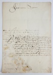 D ANNA LUISA FRÍSIA DE PORTUGAL (1605-1669 PRINCESA DE PORTUGAL FILHA DO PRINCIPE DOM MANUEL E NETA DE DOM ANTONIO I  REI DE PORTUGAL E  PRIOR DE CRATO. CARTA DIRIGIDA AO  ELEITOR PALATINO  FILIPE GUILHERME DE NEUBURGO (1615-1690)  EM 1 DE JANEIRO DE 1664.  NO TEXTO ESCRITO EM FRANCÊS NA CIDADE DE HAIA A PRINCESA FORMULA VOTOS SERENISSIMO SENHOR E VOSSA ALTEZA ELEITORAL  DE UM FELIZ ANO NOVO E FESTA DE REIS. RENDE MUITAS HOMENAGENS, PROTESTA SUA AFEIÇÃO E AGRADECE AO ELEITOR PALATINO, SEU PRIMO, EM SEU NOME E NO DE SEUS FILHOS E FINALMENTE AGRADECE A PROTEÇÃO QUE O ELEITOR DISPENSOU A SEU IRMÃO POR TE-LO COMO  PROTEGIDO (D. MANUEL ANTONIO DE PORTUGAL (1600-1666) . ASSINA COMO PRINCESA DE PORTUGAL. NOTA: D. ANNA LUISA FRÍSIA DE PORTUGAL era neta de DOM ANOTNIO I, PRIOR DO CRATO, que reinou por um único mês em Portugal sendo derrotadona Batalha de Alcantara contra Filipe II da Espanha  que reivindicou o trono de Portugal . Começou aí o período da dinastia Filipina em que Portugal passou a ser um reino governado pelos Reis da Espanha. Assim se deram os fatos: Dom Antonio foi o último rei da Dinastia de Aviz.  Depois da morte do cardeal-rei D. Henrique e com o retorno da sua família a Portugal, e ainda, com a aclamação do seu pai como rei de Portugal a 24 de Julho de 1580 em Santarém, Manuel passou a ostentar o título de Príncipe herdeiro de Portugal. Mas o reinado do seu pai seria curto e atribulado porque no dia 25 de Agosto do mesmo ano, o seu pai perde o trono na Batalha de Alcântara para Filipe II de Espanha. Depois da derrota das tropas do seu pai, e para evitarem serem aprisionados, D. António e D. Manuel fogem para Coimbra, onde recrutam 6 mil homens para enfrentar outra vez as tropas espanholas, mas seriam outra vez derrotados. Sem opções, D. Manuel e o seu pai passam alguns dias escondidos entre mosteiros e casas de amigos, mas são obrigados a fugir com o resto da família para França. Mas antes, D. António dirige-se a Inglaterra para pedir auxilio à rainha Isabel I da Inglaterra, que aceitou, mas a armada inglesa nem chegou a Portugal, devido à peste que atacou os soldados ingleses. Mas D. António continuou a ser aclamado rei até 1583, nos Açores, até as tropas espanholas conseguiram entrar no território açoriano. Depois do exílio da família em França, D. Manuel segue para a Holanda para casar com Emília de Nassau, na altura como Príncesa de Orange, e casaram-se a 17 de novembro de 1597, em Haia, e tiveram oito filhos, mas Emília viria a falecer em 1629. Mas D. Manuel não tardou muito em voltar a casar, casando pela segunda vez em 3 de abril de 1630 com Luísa Osório. Manuel morre em Bruxelas, em 1638, com 70 anos. Curiosamente Dona Emilia era irmã do Príncipe Maurício de Nassau que invadiu com os Holandeses a Capitania de Pernambuco no Brasil . Desse enlace nasceram oito filhos dentre os quais a Princesa Anna Luisa Frísia de Portugal, autora dessa carta. 