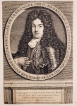 PEDRO II REI DE PORTUGAL (1648-1706)  GRAVURA EM BURIL E ÁGUA FORTE DO SEC. XVII  GRAVÉ PAR E. DESROCHERS. - PARIS : GRAVADA POR ÉTIENNE JEHANDIER DESROCHERS, ENTRE 1687 E 1690. APRESENTA O REI COM ARMADURA EM METAL  EM UMA DAS MÃOS SEGURA COLAR COM CRUZ DE MALTA QUE LHE PENDE DO PESCOÇO. CINGE VASTA PERUCA CACHEADA QUE LHE CAI SOBRE OS OMPROS. LEGENDA: .PIERRE SECOND ROY DE PORTUGAL DE LA BRANCHE DES D. DE BRAGANCE.NOTA: D. Pedro nasceu a 26 de abril de 1648, é o sétimo e último filho de D. João IV e de D. Luísa de Gusmão. Em 1653 morre o príncipe herdeiro D. Teodósio e em 1656 morre o rei D. João IV. D. Afonso é agora o rei mas devido à sua menoridade a sua mãe assume a regência do país.Em 1662 D. Afonso assumiu e o governo, apesar da sua manifesta incapacidade física e intelectual. D. Luísa de Gusmão foi afastada da regência e o conde de Castelo Melhor é nomeado escrivão da puridade com enormes poderes. Desde logo sobressai uma enorme hostilidade entre o infante D. Pedro e o Conde.Face à manifesta incapacidade de D. Afonso VI, o infante D. Pedro centralizapou toda a oposição ao conde de Castelo Melhor que consegue afastar em 9 de setembro de 1667, o rei é deposto e enviado para Angra do Heroísmo. D. Pedro foi jurado como regente e governador do reino. A 27 de janeiro do ano seguinte, convocadas as Cortes, é jurado príncipe herdeiro e regente. Ainda nesse ano, casou com D. Maria Francisca de Sabóia, depois da anulação do casamento desta com o rei deposto. A infanta Isabel Luísa Josefa nasceu a 6 de janeiro de 1669, a sucessão está assegurada, Luís XIV de França é o seu padrinho. Nas cortes de Lisboa de 1674 é jurada herdeira legítima do trono, a infanta ficará conhecida como a Sempre Noiva devido ao número de candidatos à sua mão que vai crescendo nas várias cortes europeias. A princesa morreu a 21 de outubro de 1690.Em 5 de janeiro de 1668 foi assinado o tratado de paz com a Espanha, terminando a longa guerra da restauração. D. Pedro assina este tratado, como regente do reino, e devido a este facto o seu cognome na História é O Pacífico. D. Afonso VI morre a 12 de setembro de 1683 e D. Pedro é então aclamado rei. A rainha, D. Maria Francisca, morreu também no final desse mesmo ano. D. Pedro II casou depois com D. Maria Sofia de Neuburgo em 1687, a 22 de maio. O príncipe herdeiro, D. João, nasceu a 30 de agosto de 1688, vindo a morrer dias depois. O futuro D. João V nasceu a 22 de outubro de 1689. Ao todo os reis vão ter 7 filhos legítimos, a sucessão ao trono está assegurada. Ainda no período da sua regência, entre 1668 e 1683, Portugal envolveu-se em algumas guerras. Já como rei participa na guerra da sucessão de Espanha em 1704. Durante o seu reinado há uma diversificação das relações diplomáticas com delegações diplomáticas enviadas para Londres, Paris, Haia, Madrid, Roma, Turim e Heidelberga.Podemos destacar neste reinado a cada vez a mais importância política da Secretaria de Estado. D. Frei Manuel Pereira, Mendo de Fóios Pereira, Roque Monteiro Paim, D. António Pereira da Silva e D.Tomás de Almeida desempenharam este cargo.Ainda do seu reinado podemos destacar a importância da administração financeira do terceiro conde da Ericeira, D. Luís de Meneses, deputado da Junta dos Três Estados, vedor da Fazenda da Índia em 1675, foi-lhe atribuída a repartição da Marinha, dos armazéns, do comércio e das manufaturas. Nomeado vedor da Fazenda em 1685. São lançadas as bases da indústria portuguesa sobretudo na área dos lanifícios. O tratado de comércio com a Inglaterra, conhecido como tratado de Methuen foi assinado em 27 de dezembro de 1703. A entrada em Portugal dos lanifícios ingleses é protegida e é facilitada a entrada nesse país do vinho do Porto que passa a pagar impostos muito reduzidos nas alfândegas inglesas.A administração camarária é uma das outras áreas importantes do governo deste rei. De salientar o regimento do Senado da Câmara Municipal de Lisboa, que fixa assuntos relacionados com o provimento de cargos e também de melhoramentos na cidade, alargamento das suas ruas, de modo a facilitar o trânsito e, por exemplo, a iluminação da cidade durante a noite por questões de segurança, são alguns dos assuntos em que o rei manifestou particular interesse. Durante este reinado são descobertas no Brasil grandes reservas de ouro, diamantes e outras pedras preciosas cuja importância vai ser largamente visível no reinado seguinte.D. Pedro II morreu a 9 de dezembro de 1706 no palácio do Calvário, em Alcântara, aos cinquenta e oito anos de idade. São decretados dois anos de luto em Lisboa e nas principais cidades e vilas do reino. Sucedeu-lhe o seu filho D. João V