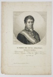 RETRATO DE PEDRO DE SOUSA HOLSTEIN, COMO MARQUÊS DE PALMELA, LITOGRAVURA DE HÉL. HUBERT, 1811 - 1841,DESENHO DE PRADIER, CHARLES SIMON, 1783-1847 ENTRE 1825 E 1833. FRANÇA, PRIMEIRA METADE DO SEC. XIX. 30 X 22 CMNOTA: Nasceu em 8 de maio de 1781, em Turim, na Itália. Filho de diplomata, morou em diversas cidades europeias, fixando-se em Portugal pela primeira vez em 1795. Estudou na Universidade de Coimbra, tendo ingressado no exército português em 1796. Em 1802 iniciou na carreira diplomática como conselheiro de seu pai, embaixador português em Roma. Com a morte do pai, em 1803, permanece como encarregado dos negócios junto à Cúria. Voltou a Portugal em 1805, encontrando uma conjuntura política conturbada em razão da ameaça das tropas napoleônicas. Favorável à aproximação com a Inglaterra, reintegrou-se às forças de defesa para lutar contra os franceses. Serviu em Madri entre 1809 e 1812 como ministro plenipotenciário, onde foi um dos principais negociadores de paz. Defendeu os interesses portugueses no embate sobre as questões territoriais de Olivença e do Rio da Prata no Congresso de Viena em 1815. Foi o ministro extraordinário do príncipe regente, d. João VI em Londres, em 1816. Nomeado para a Secretaria dos Negócios Estrangeiros e da Guerra, assumiu o cargo em 1820, momento em que a revolução do Porto já estava em curso. Defensor da volta da corte para Portugal e da manutenção de Lisboa como metrópole do império luso, apresentou ao príncipe regente um projeto com as bases de uma constituição que assegurava a participação do monarca no Poder Legislativo. Sua proposta não foi seguida, o que o levou a demitir-se do cargo. Acompanhou d. João no regresso a Lisboa, em abril de 1821, tendo sido impedido de fixar-se em Portugal. Somente retornou à vida pública em 1823, quando foi nomeado ministro dos Negócios Estrangeiros e da Guerra. Foi demitido e preso no decurso do movimento absolutista liderado por d. Miguel, mas reassumiu o cargo de ministro com o exílio deste. Em 1825 retornou a Londres como embaixador, tendo assumido ainda diversos cargos em sua vida pública, como: presidente do Conselho de Ministros, ministro dos Negócios Estrangeiros, embaixador em Londres, senador e presidente da Câmara. Recebeu o título de conde em 1812, o de marquês em 1825 e o de duque de Palmela em 1833. Morreu em Lisboa, em 12 de outubro de 1850.