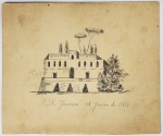 PRINCESA DONA JANUÁRIA DE BRAGANÇA (RIO DE JANEIRO 1822  NICE FRANÇA 1901)  IRMÃ MAIS VELHA DO IMPERADOR DOM PEDRO II - IMPERADOR DO BRASIL -  DESENHO A LÁPIS  DE CASTELO PROVAVELMENTE BASEADO EM GRAVURA. SOB O DESENHO INSCRIÇÃO P. D. JANUARIA 28 DE JANEIRO DE 1833.14 X 11,5 CM   NOTA: Januária de Bragança (Rio de Janeiro, 11 de março de 1822  Nice, 13 de março de 1901), cognominada "a Princesa da Independência", foi uma Princesa do Brasil, segunda filha do imperador Pedro I do Brasil e da imperatriz consorte Maria Leopoldina da Áustria, era irmã do imperador Pedro II do Brasil e da rainha Maria II de Portugal. De 1835 a 1845, deteve o título de Princesa Imperial do Brasil, como herdeira presuntiva de seu irmão, o imperador Pedro II, que era então menor de idade, e considerou-se a possibilidade de declará-la regente, embora isso nunca tenha se concretizado. D. Januária, nasceu infanta de Portugal, em 11 de março de 1822 no Palácio de São Cristóvão, Rio de Janeiro, Reino do Brasil. Quando nasceu, sua família estava de luto pela morte de seu irmão, João Carlos, Príncipe da Beira, meses antes. Era a segunda filha varoa do então herdeiro do trono português, Pedro de Alcântara, e de sua esposa, a arquiduquesa Leopoldina da Áustria. Por ter nascido no processo da independência do Brasil, foi chamada de "a Princesa da Independência". Seus avós paternos eram o rei João VI de Portugal, e sua esposa, a infanta Carlota Joaquina da Espanha, e os avós maternos eram o imperador Francisco I da Áustria, último monarca do Sacro Império Romano-Germânico, e sua esposa, a princesa Maria Teresa de Nápoles e Sícilia. A princesa cresce ao lado dos irmãos, Maria da Glória, Pedro de Alcântara, Paula Mariana, Francisca e sua meia irmã Isabel Maria, Duquesa de Goiás, filha do seu pai com a amante, Domitila de Castro, Marquesa de Santos. Aos quatro anos de idade, ficou órfã de sua mãe, a imperatriz Leopoldina, depois de abortar um menino, e anos depois vê seu pai casar com a sua nova mãe a princesa Amélia de Leuchtenberg. Aos nove anos de idade, seu pai abdicou como Imperador do Brasil e regressou a Portugal para restaurar a coroa de sua filha mais velha, Maria II, que havia sido usurpada pelo seu irmão mais novo, Miguel I. Januária não acompanha o pai, e fica no Brasil pois ela herdaria o trono caso seu irmão morresse. A princesa continuou a se comunicar com o seu pai por meio de cartas. Ela começou a viver com seus irmãos mais novos e vários tutores e sua infância foi marcada por uma educação rigorosa. Por ser ela, a mais velha dos príncipes que aqui ficaram, também era dela a responsabilidade de dar notícias ao pai e a sua nova mãe. Assim em 1833, a princesa Paula Mariana morreu antes dos 10 anos, Januária através de uma carta relatou o ocorrido ao pai:"Amado, papai. Apesar de nossas constantes súplicas ao céu, nossa querida irmã Paula Mariana foi embora. Não encontramos consolo. Nossa amada irmã não está mais conosco. Além disso, o pequeno Pedro adoeceu gravemente. Chegamos a pensar que ele estava com a mesma febre de Paula Mariana, mas graças a Deus ele melhorou e já está sentado em sua sala de estudos. Para agradecer, nós, irmã Chica e eu, sua filha Januária, não comeremos açúcar até o aniversário de Pedro, dia 2 de dezembro. Querido papai, estamos desesperados e com grande consternação. Temos muita saudade de vós e também da nossa irmã Maria da Glória e de todos aqueles que estão contigo em Lisboa. Com a promessa de ser sempre filhos obedientes e amorosos, Januária, Francisca e Pedro."Também foi à Januária que a Imperatriz Amélia dirigiu a notícia por carta da morte de D. Pedro I.Com a abdicação de Pedro I do Brasil em 1831 e imediata mudança para a Europa para reconquistar a coroa portuguesa para a sua filha primogênita Maria da Glória, a sucessão do trono brasileiro precisava ser modificada. Foi expedida pela Assembleia dos Deputados uma lei nomeando Januária como Princesa Imperial do Brasil.6 O regente, padre Diogo Antônio Feijó, disse apenas que aceitava o documento em nome da Princesa Imperial.No dia 4 de agosto de 1836, Januária (então com 14 anos de idade) entrou no salão do Paço do Senado, trazendo um rico vestido de ouro sobre o qual se divisava a insígnia da Grã Cruz da Imperial Ordem do Cruzeiro e, na presença dos deputados, com a mão sobre o missal, declarou solenemente com voz comovida:Juro manter a religião Católica, Apostólica, Romana; observar a Constituição Política da Nação Brasileira e ser obediente às leis e ao Imperador.Desta forma, Januária tornou-se Princesa Imperial do Brasil (herdeira do trono), até o nascimento de um filho de seu irmão Pedro II.