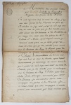 RENÉ DUGUAY-TROUIN (1673-1736) E O SEQUESTRO DA CIDADE DO RIO DE JANEIRO EM 1711.  DOCUMENTO INTITULADO MEMORIA DOS SERVIÇOS  PRESTADOS POR LA BICHE DE REIGNEFOR BRIGADIER DES GARDES DE LA MARINE. REDIGIDA EM PAPEL DE LINHO EM 1715 E  DIRIGIDA  A LOUIS DE BOURBON CONDE DE TOULOUSE (1678-1737), ALMIRANTE DE FRANCE, ULTIMO FILHO BASTARDO  DE LOUIS XIV E DA MADAME DE MONTESPAN (ALMIRANTE DA FRANÇA DESDE OS CINCO ANOS DE IDADE). O DOCUMENTO TEM CARIMBO DA COLEÇÃO DO GABINETE DE DHOZIER, CHARLES -RENE DHOZIER (1640-1732), HISTORIADOR FRANCES. NA CARTA ESCRITA EM 1715 O MARINHEIRO LA BICHE DE REIGNEFERT DESCREVE OS SERVIÇOS QUE PRESTOU E MISSÕES QUE PARTICIPOU EM NOME DO REI DA FRANÇA. EM MEIO A SUA NARRATIVA ESTÁ O RELATO DE SUA PARTICIPAÇÃO NO SEQUESTRO DA CIDADE DO RIO DE JANEIRO EM 1711 E QUE AO FINAL TENDO DESTACADA PARTICIPAÇÃO NÃO FOI RECONHECIDO NEM RECEBEU RECOMPENSA: CETTE CAMPAGNE SINIT AU MOIR DAOST 1710, JE CONTINUAY DE SERVIR DANS DAOST JUSQEM 1711 AU MOIS DE MAY QUE JE SUS DELACHE POUR SERVIR LOFFICIER SUR LE VAISSEAU DU ROY LSIGLE POUR LA CAMPAGN DE REOGANERO DANS LESCADRE DE DUGUAY-TROUIN, DANS LA DESCENTE JESTOIEX LIEUTERANT DINFANTERIE  ET ME SUIS TROUNE DANS TOUS LES DETACHEMENTS QUI SE SONT FIELS  CEPENDANT JAY ENCORE EU LE MALHEUR DETRE OUBLIE DANS CETTE OCCASION. TRADUÇÃO: ESTA CAMPANHA COMEÇOU EM MAIO DE 1710, CONTINUEI A SERVIR EM AOST ATÉ 1711, NO MÊS DE MAIO, QUANDO FUI LIBERADO PARA SERVIR COMO OFICIAL NO NAVIO DO REI EU SEGUI PARA A CAMPANHA DE REOGANERO ( RIO DE JANEIRO) NA 'ESQUADRA DE DUGUAY- TROUIN, NO DESEMBARQUE ERA TENENTE DE INFANTARIA E ESTIVE EM TODOS OS DESTACAMENTOS QUE DISPARARAM, PORÉM AINDA TIVE O INFORTUNHO DE SER ESQUECIDO NESTA OCASIÃO. NO TEXTO APÓS APRESENTAR SEUS SERVIÇOS PRESTADOS EM AÇÕES DE CORSÁRIO RECORDA QUE SERVIU NA COSTA DA AMÉRICA, SANTO DOMINGOS, BARBADOS, COSTA DA GUINÉ E SOBRE AS ORDENS DO GENERAL BLENAC TEVE UMA OPORTUNIDADE PRAZEIROSA DE COMANDAR UMA FRAGATA PRO SEIS SEMANAS, O QUE O DEU ESPERANÇA DE ENCONTRAR ALGUMA OPORTUNIDADE PARA SER RECONHECIDO E DISTINGUIDO POR SUA ALTEZA SERENÍSSIMA (O CONDE). FINALMENTE PEDE PERMISSÃO PARA EMBARCAR NA FRAGATTA LA PRINCESSE QUE SEGUIA EM CAMPANHA PARA SANTO DOMINGO E TERMINA RENDENDO SEUS RESPEITOS A VOSSA ALTEZA SERENÍSSIMA. LE BICHE REIGNEFORT TEVE UMA CARREIRA DE SUCESSO NA MARINHA DE LOUIS XIV E LOUIS XV, FOI GUARDA NAVAL EM ROCHEFORT, FOI SUB MARINHEIRO, MARINHEIRO, LIDER DE BRIGADA, CAPITÃO NA MARTINICA EM 1724, MAJOR EM ILLE A VACHES E TENENTE DO REI. APARENTEMENTE SUA CARTA PARA O CONDE DE TOULOUSE PARECE QUE SURTIU OS EFEITOS DESEJADOS...MORREU EM 10 DE JUNHO DE 1734. MAS PARA NÓS O MAIS RELEVANTE EM SUA CARREIRA FOI A PARTICIPAÇÃO NO SEQUESTRO DA CIDADE DO RIO DE JANEIRO EM SETEMBRO DE 1711. NESSA DATA CORSÁRIOS (PIRATAS A SERVIÇO DO REI) SEQUESTRARAM POR DOIS MESES A CIDADE DO RIO DE JANEIRO UM ANO ANTES JÁ HAVIAM TENTADO, SEM SUCESSO, TOMAR A CIDADE. O PRINCIPAL CHAMARIZ ERA O OURO QUE CHEGAVA AO PORTO DO RIO PARA SER LEVADO A PORTUGAL. DESDE 1698, QUANDO A EUROPA SOUBE DA GRANDE DESCOBERTA DE OURO NAS MINAS GERAIS E DA MIGRAÇÃO DE GRANDE PARTE DA POPULAÇÃO PARA O INTERIOR DO BRASIL, A CIDADE PASSOU A SER ALVO DE PIRATAS E CORSÁRIOS DE PAÍSES QUE NÃO ERAM ALIADOS DO REINO DE PORTUGAL, COMO A FRANÇA. O RIO DE JANEIRO FOI ATACADO POR UMA FROTA DE 17 NAVIOS COMANDADA PELO CORSÁRIO FRANCÊS RENÉ DUGUAY-TROUIN (1673-1736) QUE, COM APOIO E PERMISSÃO DO REI LUÍS XIV (1638-1715), VINHA SAQUEANDO NAVIOS MERCANTES E DE GUERRA POR ONDE PASSASSE. APESAR DO ÓBVIO INTERESSE ECONÔMICO NA TOMADA DO RIO DE JANEIRO, O CORSÁRIO JUSTIFICAVA SUA INVASÃO PELA CRUELDADE COM QUE OS PORTUGUESES TERIAM TRATADO OUTRO CORSÁRIO FRANCÊS, JEAN-FRANÇOIS DUCLERC (?-1711), QUE TENTARA INVADIR A CIDADE UM ANO ANTES E FORA EXECUTADO NA CIDADE DO RIO DE JANEIRO. LINDO DOCUMENTO, COM BELA E CAPRICHADA CALIGRAFIA, FRANÇA, 1715, 32 CM DE ALTURANOTA: Em 1710, Duclerc foi impedido de entrar na Baía de Guanabara pelos canhões disparados dos fortes que protegiam a cidade. Rumou para o sul, até Guaratiba, tentou tomar a cidade por terra, mas foi impedido pelas forças portuguesas e pela população. Os que não foram mortos, terminaram presos.Desde então já era esperado um novo ataque francês à cidade e a invasão em 1711 não foi uma surpresa. A Inglaterra, aliada de Portugal, avisara que uma esquadra invasora francesa estava a caminho do Brasil e a cidade tinha reforçado sua defesa com quatro navios de guerra portugueses.Ainda assim, a invasão, que começou na noite de 11 de setembro, foi rápida e eficaz. Um vento forte deu velocidade à esquadra que se aproximava da entrada da baía de Guanabara e evitou que seus navios fossem alvo fácil dos canhões. A neblina da manhã também ajudou e, no dia seguinte, a esquadra já havia invadido a baía e começado a bombardear a cidade.No mesmo dia, os franceses explodiram o forte da ilha de Villegaignon, dentro da baía, e no dia seguinte tomaram a Ilha das Cobras, onde Duguay-Trouin mandou colocar canhões para bombardear a cidade. Tropas francesas desembarcaram no Saco do Alferes e na Praia Formosa. A essa altura, muitos começaram a fugir da cidade em direção ao interior. Na época, o Rio de Janeiro tinha uma população de 12 mil habitantes.No dia 21 de setembro, Duguay-Trouin ordena o ataque final à cidade, por mar e terra. "Eis senão quando, foi esse plano inteiramente transtornado, por duas causas: primeira, o desabar de terrível borrasca, com raios e trovões, seguida de copiosíssimo aguaceiro, que, ensopando d'água nossas tropas, não lhes permitiu fazer uso das armas de fogo. A segunda, foi que, cerca da meia noite, tendo os inimigos se apercebido do nosso desembarque, fingindo socorrer ao Mosteiro de S. Bento, por completo abandonaram não só esse ponto, mas igualmente, toda a praça, não obstante tão terrível tormenta, fugindo para longínquas montanhas que cercam a cidade. Passou a reinar, então, em suas hostes, tamanha confusão e desordem, que, pelos caminhos e picadas que àqueles lugares conduzem, inteiramente alagadas e tomadas por impetuosas e fortíssimas torrentes, numerosas criaturas pereceram afogadas no turbilhão das águas. O próprio governador, com vários de seus ajudantes e o restante da guarnição, presas de um terror pânico, temendo serem capturados e tratados sem nenhuma compaixão e piedade, conforme ameaças que lhes haviam sido feitas, e que, no íntimo, julgavam realmente merecer, pelas crueldades praticadas com nossos compatrícios, covarde e miseravelmente desertaram seus postos, deixando em completo abandono o Rio de Janeiro, com tudo quanto nele existia ao nosso arbítrio", escreveu o tenente Louis Chancel de Lagrange (1678-1747), que integrava a esquadra do corsário francês, em seu relato A Tomada do Rio de Janeiro em 1711 por Duguay-Trouin, publicado na Revista do Instituto Histórico e Geográfico Brasileiro, em 1966.É esse dia de tempestade que mostra a gravura acima, pertencente ao álbum Recueil de combats et d'expéditions maritimes, contenant des Vues perspectives et pittoresques de ces combats, les plans particuliers des continens, isles et ports à la vue desquels, ils ont eu lieu, le texte explicatif de chaque sujet, publicado na França em 1797, com gravuras e textos do engenheiro e designer naval francês Nicolas Marie Ozanne (1728-1811). O álbum, dirigido a estudiosos da marinha e de construções navais, reúne informações que glorificam a marinha francesa em diferentes lugares e momentos históricos, desde 1625 até 1778.Depois da triste debandada da população e do total domínio do Rio de Janeiro, o corsário francês impôs um preço altíssimo para deixar o Rio de Janeiro: 2 milhões de libras francesas. Os portugueses, sem muito dinheiro em seus cofres brasileiros, pechincharam o quanto puderam e a negociação, feita à distância, levou semanas, durante as quais os franceses foram saqueando tudo o que viam pela frente. Duguay-Trouin ameaçava queimar toda a cidade, mas somente em 28 de outubro o capitão-governador do Rio de Janeiro, Francisco Castro Morais, cedeu, quando convenceu a população toda a ajudar a pagar o resgate os franceses.