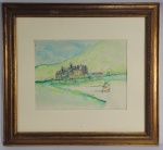 DOM PEDRO GASTÃO DE ORLEANS E BRAGANÇA (1913-2007) NETO DA PRINCESA ISABEL  O CASTELO DEU  AQUARELA SOBRE PASTEL. EX COLEÇÃO DO ARTISTA.  DOM PEDRO GASTÃO NASCEU DURANTE A VIGÊNCIA DO BANIMENTO DA FAMÍLIA IMPERIAL BRASILEIRA, NA PROPRIEDADE DE SEUS AVÓS PATERNOS, O CASTELO D'EU, PEDRO GASTÃO CHEGOU AO BRASIL AOS NOVE ANOS DE IDADE, NO ANO DE 1922, QUANDO A LEI DO BANIMENTO FOI REVOGADA PELO ENTÃO PRESIDENTE DA REPÚBLICA EPITÁCIO PESSOA. AO NASCER, SEU TIO LUÍS MARIA FILIPE DE ORLÉANS E BRAGANÇA JÁ DETINHA O TÍTULO DE PRÍNCIPE IMPERIAL DO BRASIL E SEU PRIMO PEDRO HENRIQUE DE ORLÉANS E BRAGANÇA O DE PRÍNCIPE DO GRÃO-PARÁ. AO LONGO DE SUA ADOLESCÊNCIA, O PRÍNCIPE VIVEU ENTRE A FRANÇA NATAL E O BRASIL, AONDE VEIO ALGUMAS VEZES.PEDRO GASTÃO CONCLUIU SEUS ESTUDOS NA EUROPA E CASOU-SE COM A INFANTA MARIA DE LA ESPERANZA DE ESPANHA, NA SICÍLIA, EM 1944. ESTABELECEU-SE NO BRASIL A PARTIR DA SEGUNDA GUERRA MUNDIAL E FOI VIVER NA CIDADE DE PETRÓPOLIS, NO ESTADO DO RIO DE JANEIRO. LÁ, SE TORNOU UMA DAS FIGURAS MAIS POPULARES DA FAMÍLIA IMPERIAL, PRINCIPALMENTE APÓS A MORTE DE SEU PAI. MORANDO NO PALÁCIO DO GRÃO-PARÁ, ANTIGO ALOJAMENTO DOS SEMANÁRIOS DO MUSEU IMPERIAL, ELE PASSOU A SER CONHECIDO COMO O "PRÍNCIPE DE PETRÓPOLIS".23 X 30 CMNOTA: Quando  o golpe republicano pôs fim ao império  no Brasil em 15 de novembro de 1889,  o Imperador e seus familiares partiram para o exílio na Europa. Depois de chegar ao velho continente, a Princesa Isabel nunca mais retornaria ao Brasil em vida. Conta em seu livro de memórias, a Condessa de Paris, neta e também  homônima da Princesa Isabel ,  que quando era criança em um dos aniversários da avó decorou e recitou a pedido de seus pais, a  POESIA CANÇÃO DO EXÍLIO de Gonçalves Dias para homenagear Dona Isabel em sua data natalícia. A canção, no entanto, não trouxe a alegria esperada e a princesa começou a chorar. Mais: sua neta guardou em suas memórias que foi neste dia que viu, pela primeira vez, um adulto chorando. A princesa Isabel olha-me com seus bons olhos azuis, tão claros e sorridente, inicialmente tão encorajadores e depois, repentinamente, cheios de lágrimas Eu estava consternada porque acreditava ter-lhe causado um mal. Não sabia o que o exílio podia fazer chorar, assinalou a Condessa de Paris. O CASTELO DEU até 1945 foi o lar da Família Imperial Brasileira em seu exílio na França. Foi então adquirido pelo milionário Assis Chateaubriand, que pretendia fazer da construção a sede da "Fundação Dom Pedro II", um instituto de auxílio a estudantes brasileiros na Europa, que jamais saiu do papel. Adquirido pelo governo municipal de Sena Marítimo em 1961, o Castelo d'Eu reabriu em 1973, passando a abrigar a Casa da Câmara e o chamado Musée Louis-Philippe, este último destinado a preservar a memória dos príncipes e da monarquia. Em seu acervo encontram-se peças pertencentes à Família Imperial Brasileira. Vide nos créditos extras desse lote uma imagem do CASTELO DEU durante visita da RAINHA VICTORIA da Inglaterra em 1847 e também imagem do interior do castelo na época em que que vivia lá a Princesa Isabel.  CANÇÃO DO EXÍLIO  GONÇALVES DIAS  1847 Minha terra tem palmeiras,Onde canta o Sabiá;As aves, que aqui gorjeiam,Não gorjeiam como lá ()Não permita Deus que eu morra,Sem que eu volte para lá;Sem que disfrute os primoresQue não encontro por cá;Sem quinda aviste as palmeiras,Onde canta o Sabiá.