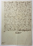 LOTE RETIRADO ATENDENDO INTERESSE DO ARQUIVO  NACIONAL. - CAETANO PINTO DE MIRANDA MONTENEGRO  RARO DOCUMENTO ASSINADO POR DOM LUIZ DE VASCONCELLOS E SOUZA (1742 PORTUGAL  1809 BRASIL) , CONDE DE FIGUEIRÓ E VICE REI DO BRASIL (1778 A 1790) ORDENANDO PAGAMENTO DE SOLDO A CAETANO PINTO DE MIRANDA, FUTURO MARQUÊS DE VILLA REAL DE PRAIA GRANDE COMO GOVERNADOR NOMEADO DE ANGOLA POR DOM JOÃO VI. A CURIOSIDADE DO DOCUMENTO RESIDE PRINCIPALMENTE NO FATO DE QUE CAETANO PINTO DE MIRANDA MONTENEGRO NUNCA ASUMIU O CARGO DE CAPITÃO GENERAL DE ANGOLA, MAS POR MEIO DE MANIFESTAÇÕES DE DIVERSOS MUNICÍPIOS, DA CÂMARA DO SENADO DO RECIFE E DE PESSOAS NOTÁVEIS JUNTO AO PRÍNCIPE REGENTE, FOI MANTIDO NO CARGO. ASSIM PERMANECEU NO BRASIL O HOMEM QUE É UM DOS PAIS FUNDADORES DE NOSSA NAÇÃO, PRIMEIERO MINISTRO DA JUSTIÇA DO BRASIL E PERTINAZ CONSELHEIRO DE DOM PEDRO I EM INÚMERAS OCASIÕES TANTO NA PROCLAMAÇÃO DA INDEPENDÊNCIA DO BRASIL QUANTO NO NASCIMENTO DO IMPÉRIO. EXCERTOS DO TEXTO: LUIZ DE VASCONCELLOS E SOUZA, DO CONSELHO DE ESTADO, PRESIDENTE DO REAL ERÁRIO E NESSE LUGAR TENENTE JUNTO A REAL PESSOA DO PRÍNCIPE REGENTE NOSSO SENHOR FAÇO SABER A JUNTA DA FAZENDA REAL AO REINO DE ANGOLA QUE PELO REAL ERÁRIO REQUEREU CAETANO PINTO DE MIRANDA MONTENEGRO, GOVERNADOR E CAPITÃO GENERAL NOMEADO PARA O DITO REINO SE LHE EXPEDIREM AS ORDENS NECESSÁRIAS A ESTA JUNTAA FIM DE SER PAGO DOS SOLDOS QUE VENCER COM O DITO CARGO. AO QUE HAVENDO ATENÇÃO FOI OMESMO SENHOR SERVIDO DETERMINAR QUE O DITO GOVERNADOR E CAPITÃO GENERAL SEJA JÁ PAGO DO SOLDO QUE VENCER DESDE O DIA DE SEU EMBARQUE NO PORTO DA CAPITANIA DE PERNAMBUCO ATÉ O DIA DO DESEMBARQUE NO PORTO DESSE REINO OU SEJA BREVE OU DILATADA A VIAGEM REGULANDO-SE A CONTA PARA O PAGAMENTO DO DITO SOLDO PELA CERTIDAO DO CAPITÃO DO NAVIO QUE O TRANPORTAR COM DECLARAÇÃO PORÉM QUE SÓ RECEBERÁ MEIO SOLDO DURANTE O TEMPO QUE SE DEMORAR COM JUSTO IMPEDIMENTO O QUAL NÃO LHE SEJA POSSÍVEL EFETUADA POR MAR OU TERRA DO PORTO EM QUE DESEMBARCAR DE PROPÓSITO OU POR QUALQUER CASO ACIDENTAL PARA SE TRANSPORTAR AO LUGAR DE SEU DESTINO CONTANTO QUE A DITA JUTNA LIQUIDE, REGULE, ARBITRE  E CONHEÇA DO JUSTO IMPEDIMENTO PARTA SE LIQUIDAR O PAGAMENTO DO MEIO SOLDO TODOS NA CONFORMIDADE DA PREVISÃO DO CONSELHO ULTRAMARINO EM DATA DE MAIO DESTE ANO. O QUE SE DETERMINARÁ A DITA JUNTA PARA QUE ASSSIM O TENHA ENTENDIDO E EXECUTE NA FORMA QUE POR ESTA SE LHE ORDENA. RAIMUNDO IDELFONSO ALVES RIBEIRO O FEZ EM LISBOA AOS VINTE E DOIS DE MAIO DE 1805. THEOTONIO RUIZ DE CARVALHO A FEZ ESCREVER. ASSINA DOM LUIZ DE VASCONCELLOS E SOUZA. NOTA: Nasceu no bispado de Lamego em Portugal, segundo filho de Bernardo José Pinto de Miranda Montenegro, fidalgo escudeiro da Casa Real e de d. Antônia Matilde Leite Pereira de Bulhões. Comendador da Ordem de Cristo, Montenegro seguiu a carreira das letras, frequentando a Universidade de Coimbra a partir de 1777, onde obteve o grau de bacharel em 1781. Concluiu a licenciatura em 1783, ano em que também recebeu o grau de doutor em Direito. Contemporâneo dos irmãos Andrada, José Bonifácio e Antônio Carlos, foi apresentado ao ministro Martinho de Melo e Castro por d. Catarina Balsemão  mulher de Luiz Pinto de Sousa Coutinho, futuro ministro e secretário de Estado dos Negócios Estrangeiros e da Guerra , senhora de grande influência na corte, que solicitou para seu afilhado, o despacho de governador do Mato Grosso. O ministro Melo e Castro, no entanto, o nomeou em 1791 para o cargo de intendente do ouro no Rio de Janeiro, permanecendo na função até 1794, quando conseguiu a patente de governador e capitão general da capitania de Mato Grosso. Permaneceu governador do Mato Grosso até 1803, e tornou-se, posteriormente, governador da capitania de Pernambuco, no período entre 1804 a 1817, inclusive durante a Revolução pernambucana. Chegou a ser nomeado governador e capitão general de Angola, mas por meio de manifestações de diversos municípios, da Câmara do Senado do Recife e de pessoas notáveis junto ao príncipe regente, foi mantido no cargo. Participou ativamente da v ida política do Império, e recebeu do Imperador d. Pedro I os títulos de barão, visconde e marquês de Vila Real da Praia Grande.