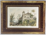 WILLIAN GORE OUSELEY (1797-1866) DIPLOMATA E PINTOR VIAJANTE. RUINAS DA CAPELA DE SÃO GONÇALO  BAHIA. LINDA E MUITO RARA GRAVURA AQUARELADA A PARTIR DE DESENHO DE WILLIAN GORE OUSELEY. EXCEPCIONALMENTE BELA MOLDURA! APRESENTA VISTA DAS RUÍNAS DA CAPELA DE SÃO GONÇALO NA BAHIA.  A CAPELA DE SÃO GONÇALO DO RIO VERMELHO FOI PROVAVELMENTE A PRIMEIRA IGREJA DEDICADA AO SANTO, NO BRASIL, CONSTRUÍDA ENTRE 1636 E 1695. EM 1724, O TEMPLO FOI DOADO AO MOSTEIRO DE SÃO BENTO. NO FINAL DO SÉCULO 18, A IMAGEM DE SÃO GONÇALO FOI TRANSFERIDA PARA A IGREJA DO BONFIM E A FESTA DE SÃO GONÇALO FOI ADAPTADA PARA O NOVO LOCAL.  PUBLICADO EM 1852ESTA LIVRO VIEWS IN SOUTH AMERICA FROM ORIGINAL DRAWINGS MADE IN BRAZIL, THE RIVER PLATE AND PARANA, DE W. G. OUSELEY. WILLIAM GORE OUSELEY (1797-1866), FOI UM DIPLOMATA INGLÊS QUE ESTEVE NA BAHIA, EM 1835, E FEZ ALGUMAS ILUSTRAÇÕES, QUE FORAM LITOGRAFADAS POR J. NEEDHAM. 49 X 35 CM SOMENTE O TAMANHO DA GRAVURA E 70 X 57 CM (CONSIDERANDO O TAMANHO DA MOLDURANOTA: RELATO DE WILLIAN GORE OUSELEY (1797-1866) DIPLOMATA E PINTOR  SOBRE SUA VISITA ÁS RUINAS DA CAPELA DE SÃO GONÇALO POR ELE RETRATADAS. A poucos quilômetros da Bahia, na costa atlântica, perto do Rio Vermelho, há uma pequena capela em ruínas que pode facilmente escapar à atenção de um viajante, a menos que seja mais viciado em explorar os recantos de um país pitoresco do que os habitantes ou estrangeiros residentes, que são naturalmente absorvido em atividades mais lucrativas. Ao aproximar-se dela, o que não foi muito fácil, pois os caminhos estavam tomados pelo denso mato e pela rica vegetação comum neste país, o aspecto solitário e deserto da capelinha, e a sua pitoresca posição e interior, tornaram-na objeto de interesse. Em resposta à indagação de pessoas casualmente encontradas na estrada do Rio Vermelho (provavelmente autoridades pouco competentes), afirmou-se que se tratava da Capela de São Gonçalo; entre os primeiros edifícios, alguns disseram o primeiro edifício, dedicado ao culto cristão, construído no Brasil, ou como outros acrescentaram, na América. Como sua própria existência parecia desconhecida na Bahia, essa história foi aceita, sobretudo porque sua correção em nada diminuía o efeito da pequena ruína do ponto de vista artístico. Ao exame, ao cortar algumas das plantas que cobrem o interior densamente coberto de vegetação, vestígios de vários detalhes ornamentais em pedra ou mármore bem talhados, atestam o cuidado com que este local de culto isolado foi anteriormente ornamentado, e o custo com que deve ter sido construído. Às vezes ficamos inexplicavelmente interessados pela descoberta (como pode ser chamada) de relíquias que comprovem antigo zelo religioso ou habilidade arquitetônica, no meio do que é agora uma solidão deserta. Tal interesse é tudo o que se pode alegar por oferecer esboços de um lugar tão pouco conhecido e de tão pouca importância como as ruínas da capela de São Gonçalo