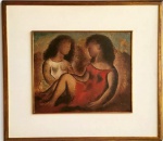 Orlando Teruz - (1902-1984) - Meninas - Óleo sobre tela. Assinado e datado em 1967.  Med. 38x46cm. A